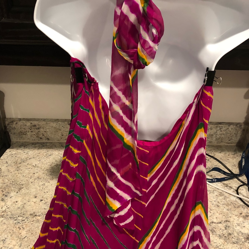 Polo Ralph Lauren Shibori Dyed Silk Halter Dress - Picture 6 of 8